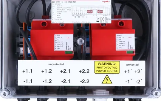 DEHN 900987 Generatorenanschlusskasten Typ1+2 zum Schutz von 2 MPP-Eingängen, je 2 Strings