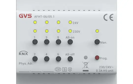 GVS AFHT-06/05.1 KNX-Heizungsaktor Triac 6-fach, KNX Secure