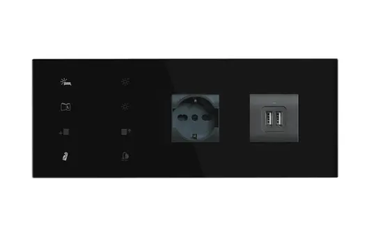EELECTRON 9025GL10C03-B2L Bettbedienfeld 2 Steckdosen links | schwarz
