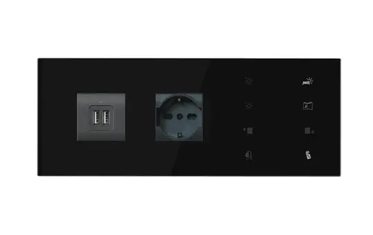 EELECTRON 9025GL10C03-B2R Bettbedienfeld 2 Steckdosen rechts | schwarz