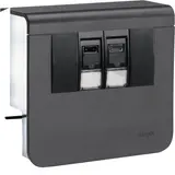 HAGER SL200559079011 Geräteträger für Sockelleistenkanal Datenanschluss 2xCat.6A | graphitschwarz | 20x55 mm