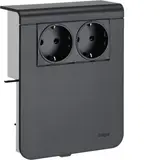 HAGER SL201159009011 Geräteträger für Sockelleistenkanal SCHUKO-Steckdose, 2-fach | schwarz | 20x115 mm