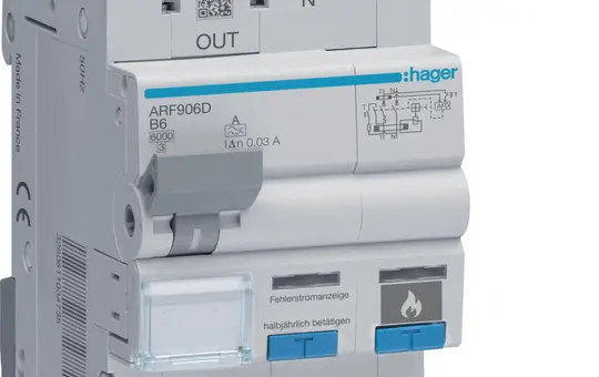 HAGER ARF906D AFDD-Brandschutzschalter B-Char. 1P+N 6 A, 6 kA, mit FI-LS