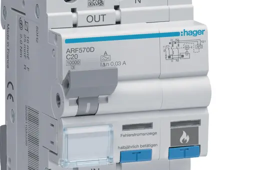 HAGER ARF570D Brandschutzschalter C-Charakteristik 20 A (10 kA), mit FI-LS