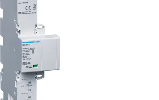 HAGER SPA801Z Kombi-Ableiter Typ 1+2+3 4-polig, 12,5 kA, TT/TNS