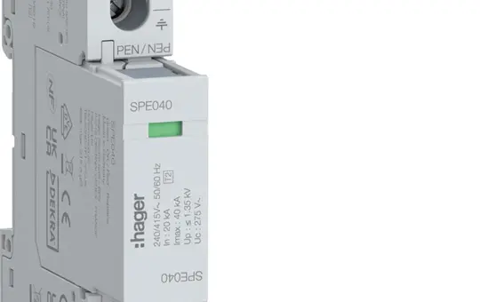 HAGER SPE140 Überspannungsableiter Typ 2 1-polig, 40 kA, TNS/TT, Uc 275V