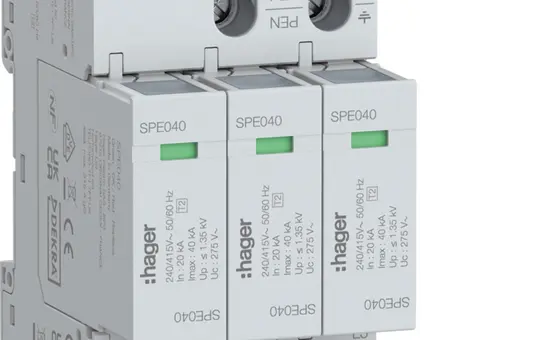 HAGER SPE340 Überspannungsableiter Typ 2 3-polig, 40 kA, TNS/TT, Uc 275V