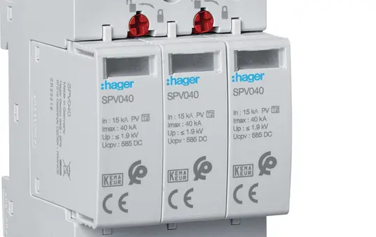 HAGER SPV340 Überspannungsableiter Typ 2 3-polig, 40 kA, Photovoltaic