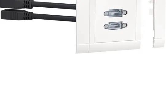 HAGER GMSET069016 tehalit Multimedia-Anschlussset DisplayPort + HDMI, frontrastend | verkehrsweiß