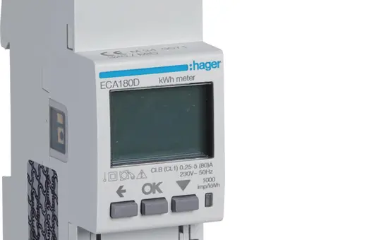 HAGER ECA180D Energiezähler 1-phasig direkt 80 A, 2M, AGARDIO, MID