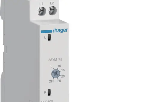 HAGER EUP100 Kontrollrelais Phasenüberwachung 3P(N), 1 Wechsler