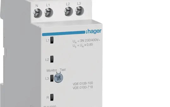 HAGER EUU200 Kontrollrelais Unterspannung VDE 1P+N/3P+N, 2 Wechsler