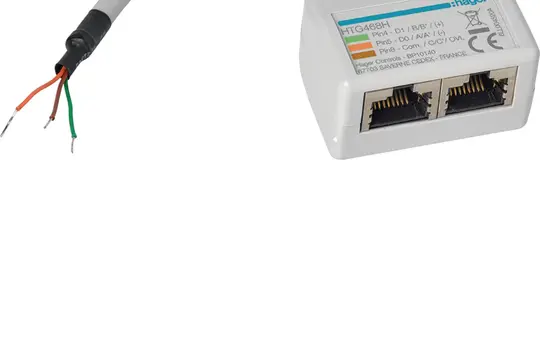 HAGER HTG468H RJ45 zur Verdrahtung 2 Buchsen und Verdrahtung auf der anderen Seite
