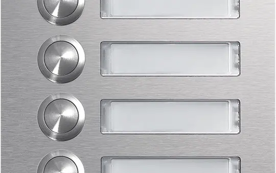 HAGER REN004X Rund-Taster Modul 4 Wohneinheiten, mit LED-Namensschild, EB | edelstahl matt
