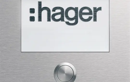 HAGER REN009X Rund-Taster Modul 4 Wohneinheiten, mit LED-Namensschild groß, EB | edelstahl matt