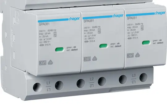 HAGER SPA800 Kombi-Ableiter T1+T2 3-polig, 25 kA, TNC