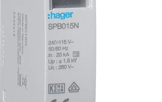 HAGER SPB015N Steckmodul T2 N-PE Uc 260V Imax 40kA Up 1.5kV