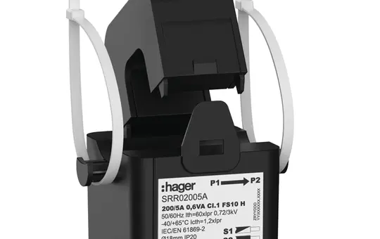HAGER SRR02005A Klappwandler SC1 200/5 A, 0,6 VA, Klasse 1 | 18 mm