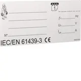 HAGER VZ123CE Typenschild IEC / EN 61439-3 10 Stück