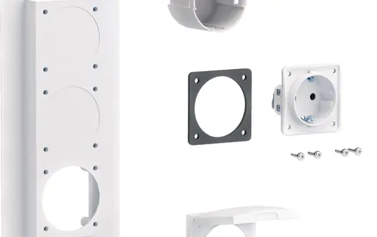 HAGER ZY01SD Steckdosenflansch universZ Schuko-Steckdose, Verschlussplatte links+rechts