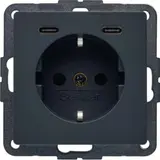 BERKER 48156086 SCHUKO-Steckdose Serie Q USB-C/C PD, 3,0 A | anthrazit samt