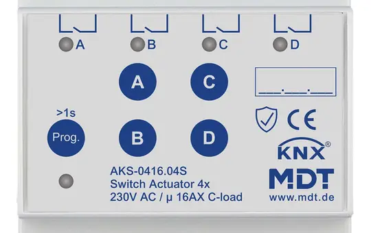 MDT AKS-0416.04S KNX-Schaltaktor Standard 16 A 4-fach, secure