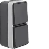 HAGER WNC080 SCHUKO Aufputzkombination IP55 W.1 Wechselschalter/Steckdose | grau