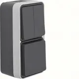 HAGER WNC083 SCHUKO Aufputzkombination IP55 W.1 Serienschalter/Steckdose, Berührungsschutz | grau