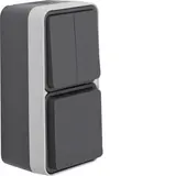 HAGER WNC081 SCHUKO Aufputzkombination IP55 W.1 Serienschalter/Steckdose | grau
