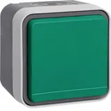 HAGER WNC100V internationale Aufputzsteckdose IP55 W.1 1-fach, FR/BE, grüner Klappdeckel | grau