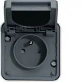 HAGER WNC100EC internationale Aufputzsteckdose IP55 W.1 1-fach, FR/BE, Berührungsschutz | grau