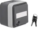 HAGER WNC167 SCHUKO-Aufputzsteckdose IP55 W.1 1-fach, Schriftfeld, Schloss | grau