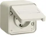 HAGER WNC180B SCHUKO-Aufputzsteckdose IP55 W.1 1-fach, Schriftfeld, Berührungsschutz | polarweiß