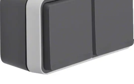 HAGER WNC142 SCHUKO-Aufputzsteckdose IP55 W.1 2-fach, waagerecht, 2 Schieber | grau