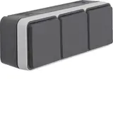 HAGER WNC143 SCHUKO-Aufputzsteckdose IP55 W.1 3-fach, waagerecht | grau