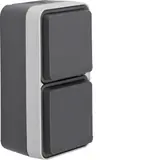 HAGER WNC172 SCHUKO-Aufputzsteckdose IP55 W.1 2-fach, senkrecht | grau
