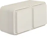 HAGER WNC142B SCHUKO-Aufputzsteckdose IP55 W.1 2-fach, waagerecht, 2 Schieber | polarweiß