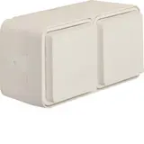 HAGER WNC144B SCHUKO-Aufputzsteckdose IP55 W.1 2-fach, waagerecht, 4 Einführung | polarweiß