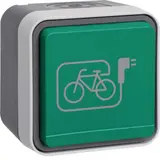 HAGER WNC195 SCHUKO-Aufputzsteckdose IP55 W.1 1-fach, grüner Klappdeckel, E-Bike | grau