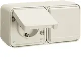 HAGER WNC182B SCHUKO-Aufputzsteckdose IP55 W.1 2-fach, waagerecht, Berührungsschutz, 4 Einführung | polarweiß