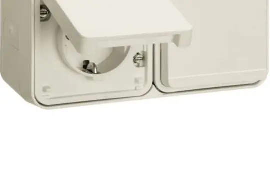 HAGER WNC182B SCHUKO-Aufputzsteckdose IP55 W.1 2-fach, waagerecht, Berührungsschutz, 4 Einführung | polarweiß
