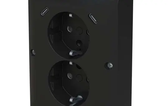 BUSCH-JAEGER 202EAPJB2USBC-915 Komplett-Steckdose Balance 2-fach, USB-C/C, Berührungsschutz, Eckmontage | schwarz matt