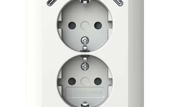 BUSCH-JAEGER 202EUJRB2USBC-914 Komplett-Steckdose Balance 2-fach, USB-C/C, Berührungsschutz | alpinweiß