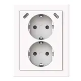 BUSCH-JAEGER 202EAPJB2USBC-84 Komplett-Steckdose Future 2-fach, USB-C/C, Berührungsschutz, Eckmontage | studioweiß