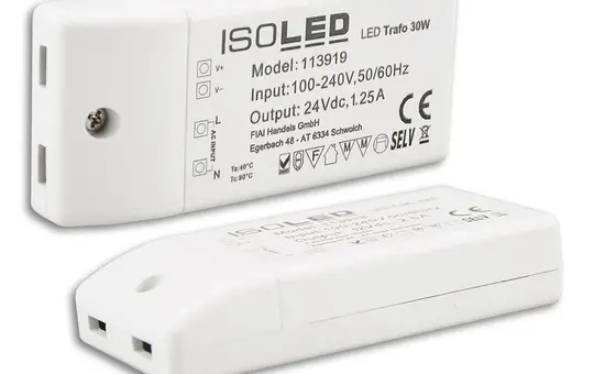 ISOLED 113919 LED-Trafo 24 V/DC 0-30 W, kompakt, SELV