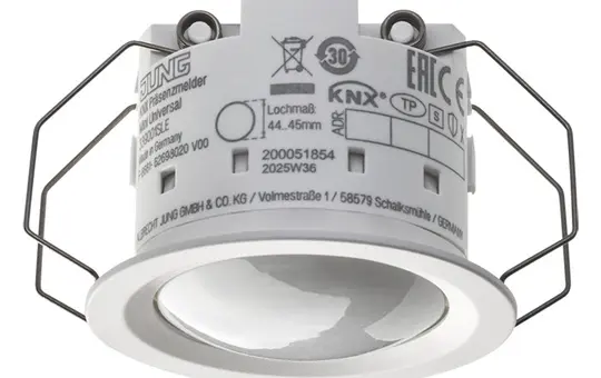 JUNG 339001SLE KNX-Präsenzmelder Mini Temperatur- und Raumfeuchtemessung, Secure | alpinweiß