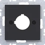 HAGER WAF1172BM Zentralstück mit Einbauöffnung A.x/C.x für Melde- und Befehlsgerät | nachtschwarz matt | Ø 22,5 mm