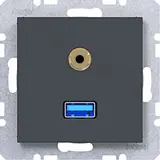 HAGER WAF4381AT USB Audio Steckdose A.x/C.x Standard | anthrazit matt