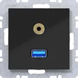 HAGER WAF4381BG USB Audio Steckdose A.x/C.x Standard | nachtschwarz glänzend