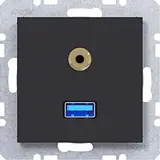HAGER WAF4381BM USB Audio Steckdose A.x/C.x Standard | nachtschwarz matt